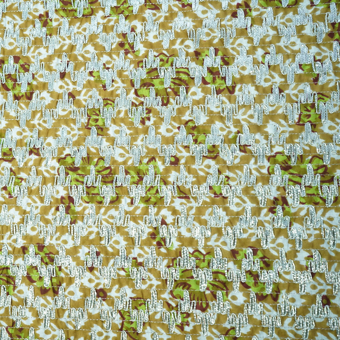 Mustard Yellow Floral Print Gota Work Cambric Cotton