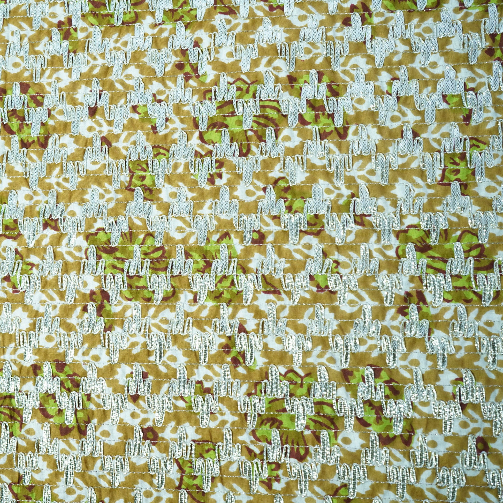 Mustard Yellow Floral Print Gota Work Cambric Cotton