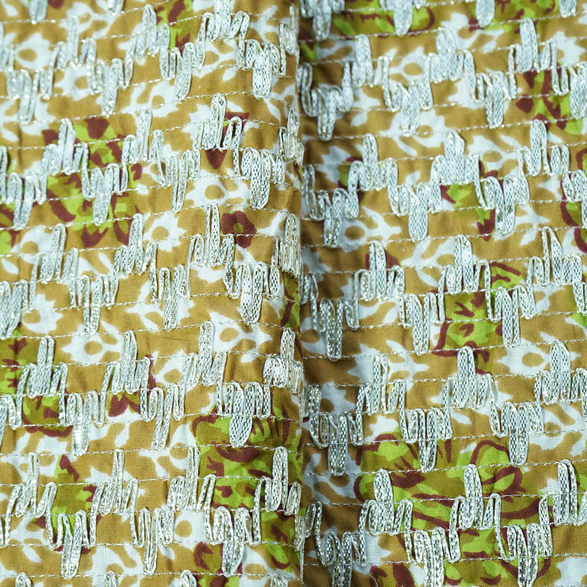 Mustard Yellow Floral Print Gota Work Cambric Cotton