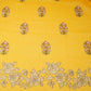 Mustard Yellow floral Border embroidery Raw Silk Fabric VFS-31857