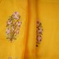 Mustard Yellow floral Border embroidery Raw Silk Fabric VFS-31857