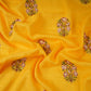 Mustard Yellow floral Border embroidery Raw Silk Fabric VFS-31857