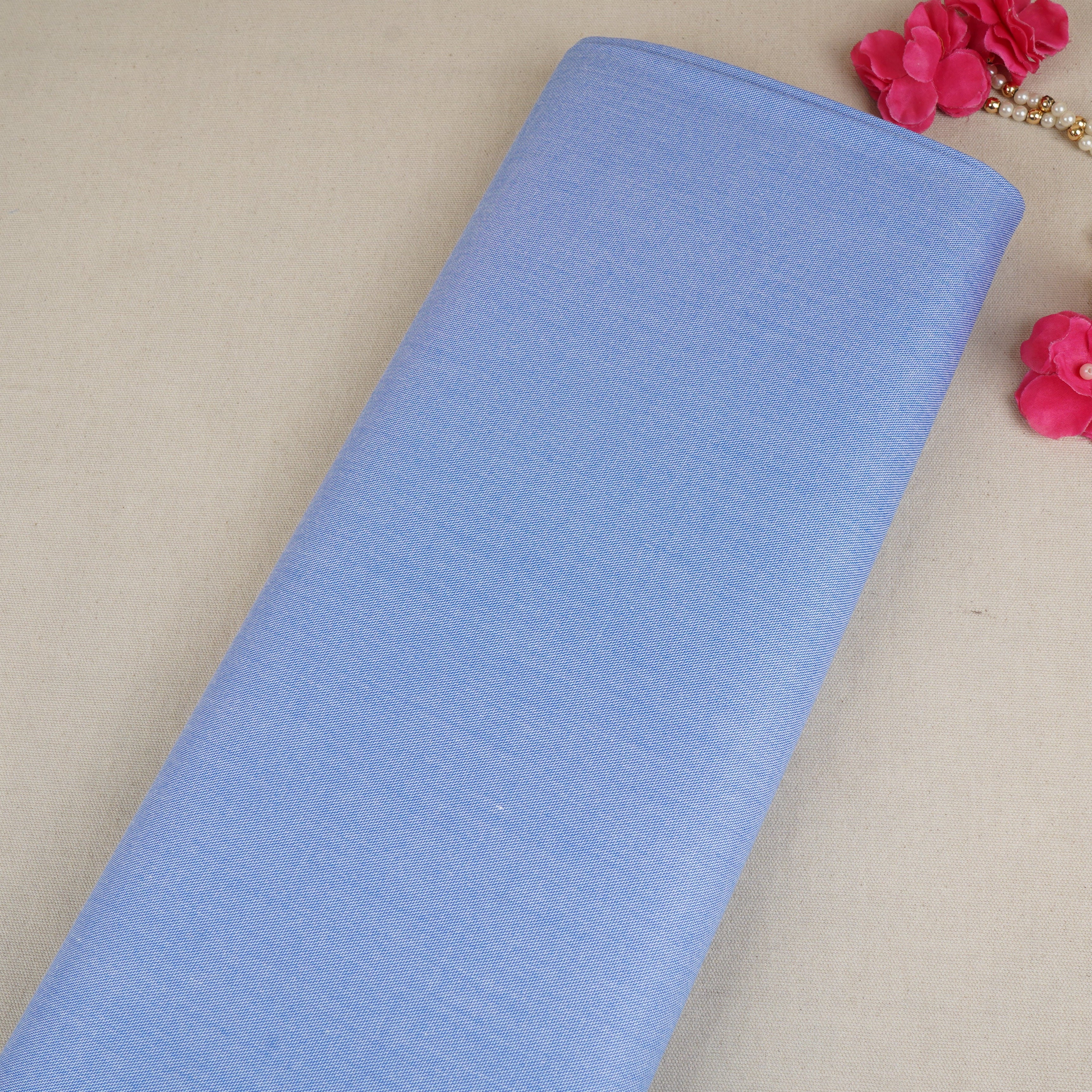 Blue Solid Oxford Cotton Fabric MFM-30145 - TradeUNO
