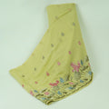 Pista Green thread Border embroidery Chinon Cotton Slub Fabric VFS-31528