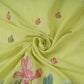 Pista Green thread Border embroidery Chinon Cotton Slub Fabric VFS-31528