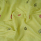 Pista Green thread Border embroidery Chinon Cotton Slub Fabric VFS-31528