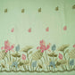 Mint Blue thread Border embroidery Chinon Cotton Slub Fabric VFS-31529