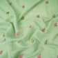 Mint Blue thread Border embroidery Chinon Cotton Slub Fabric VFS-31529