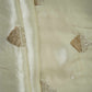 Off White thread floral cutdana embroidery Mashru Silk Fabric VFS-31522