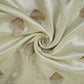 Off White thread floral cutdana embroidery Mashru Silk Fabric VFS-31522