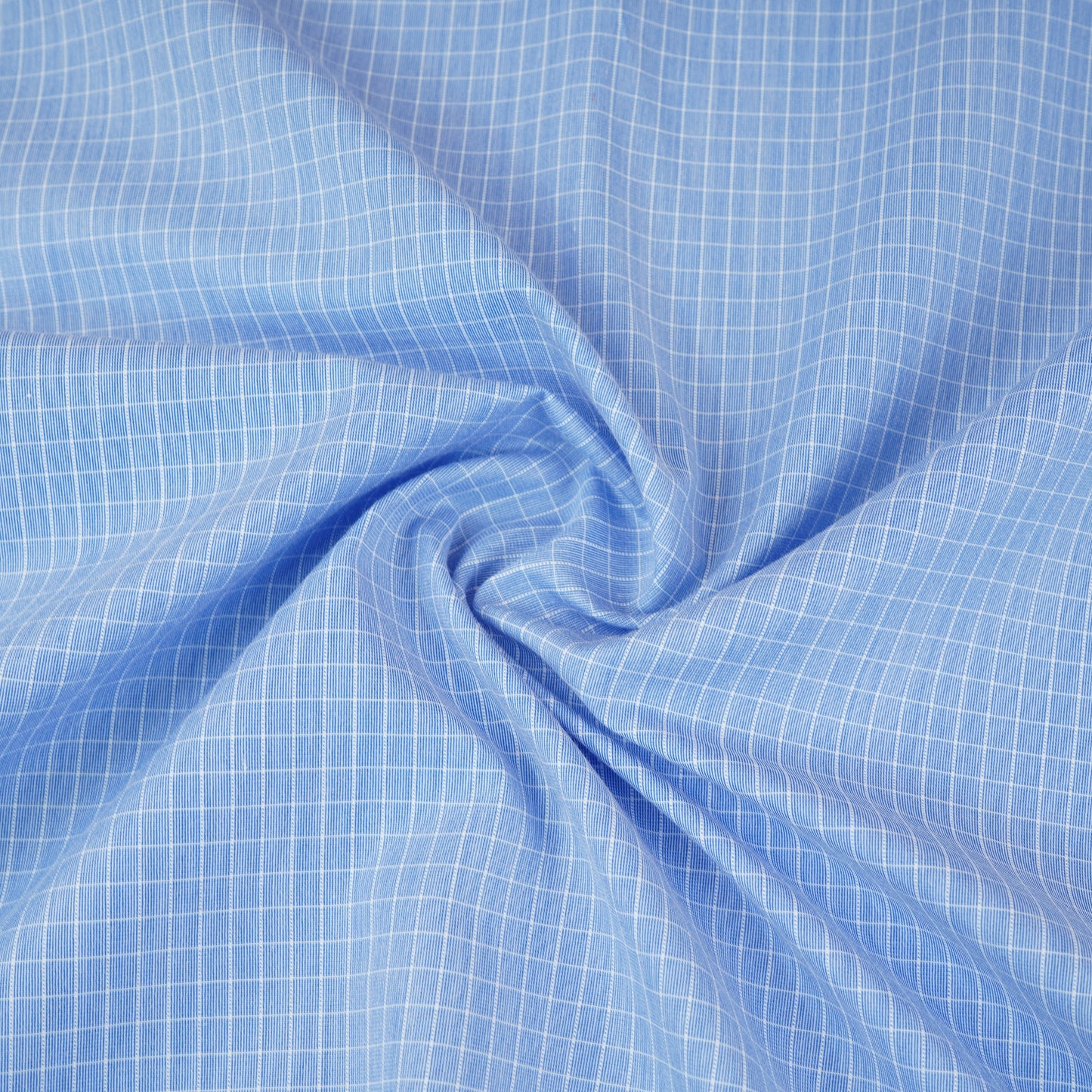 Blue & White Check Print Poplin Fabric MFM-30120