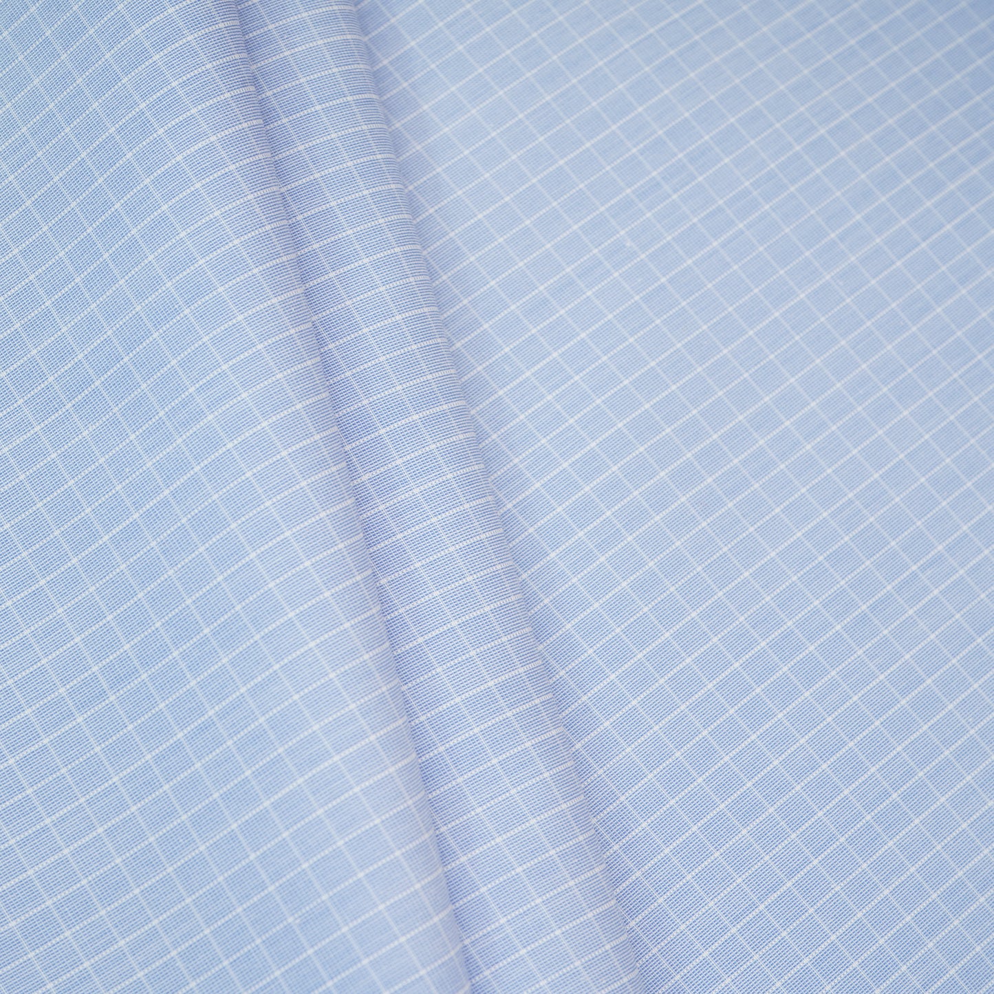 Sky Blue & White Check Print Poplin Fabric MFM-30123