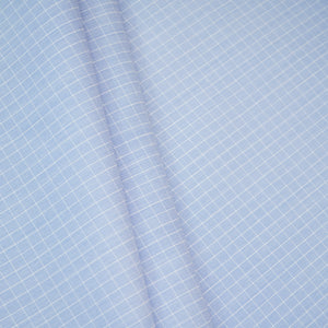 Sky Blue & White Check Print Poplin Fabric MFM-30123 - TradeUNO