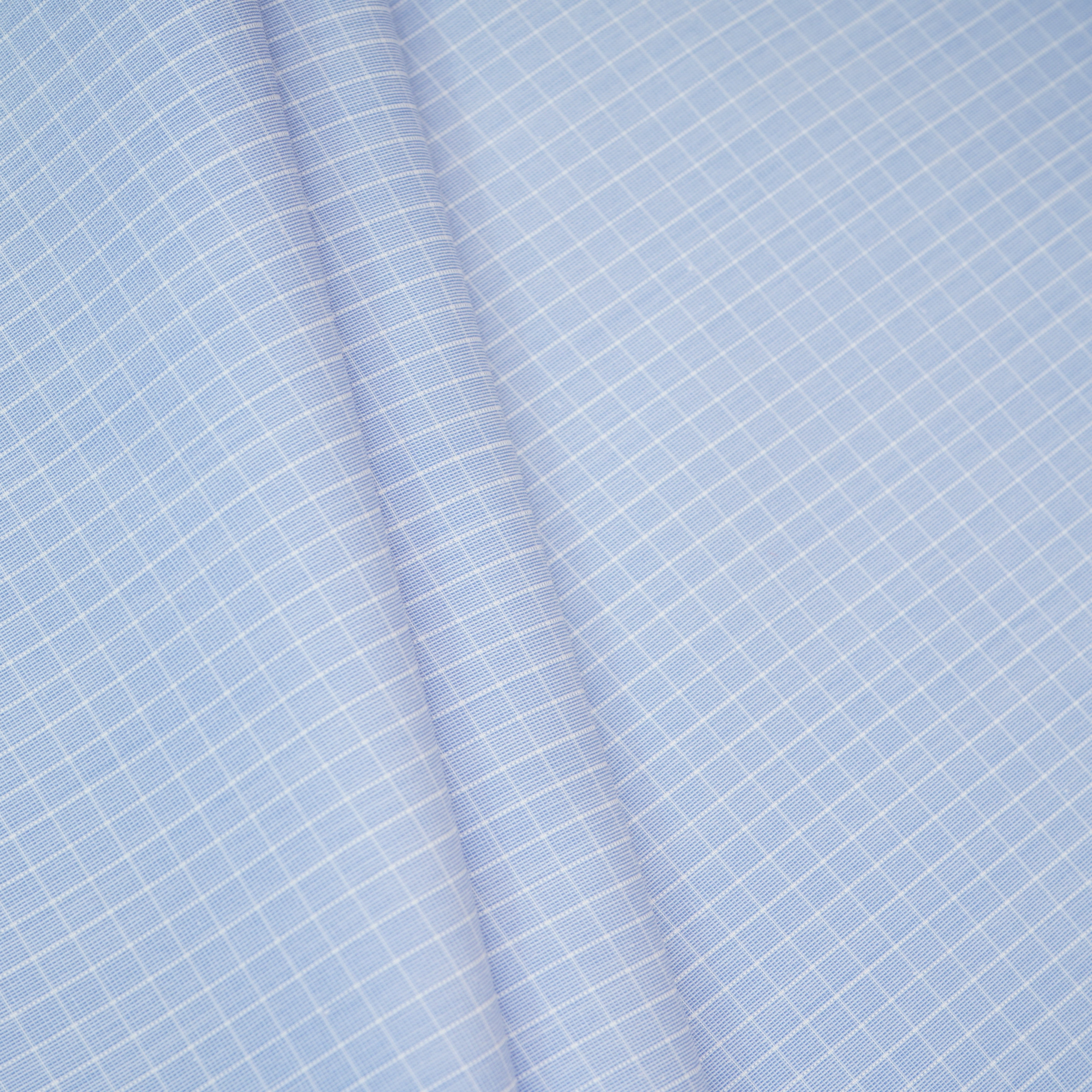 Sky Blue & White Check Print Poplin Fabric MFM-30123 - TradeUNO