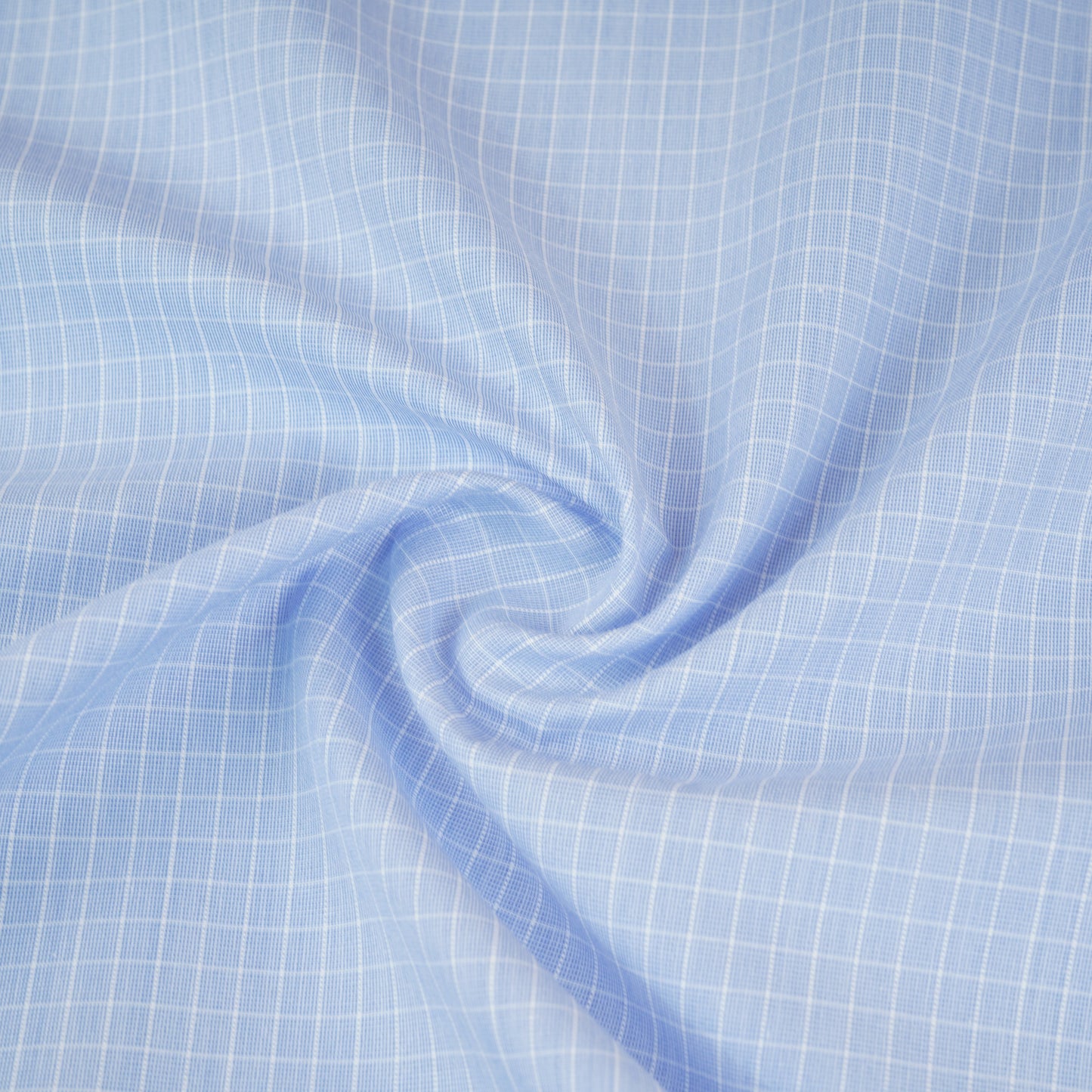 Sky Blue & White Check Print Poplin Fabric MFM-30123