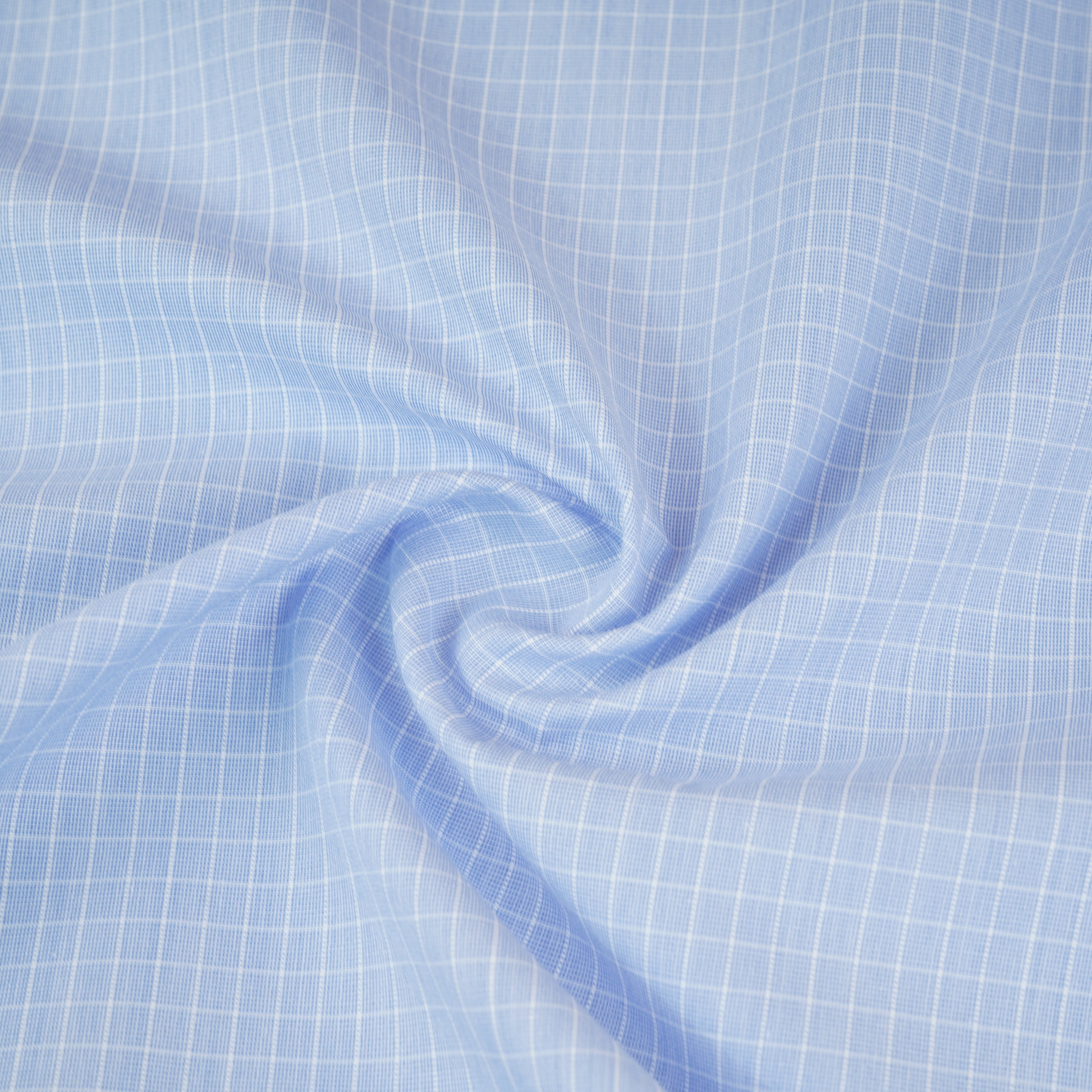 Sky Blue & White Check Print Poplin Fabric MFM-30123 - TradeUNO
