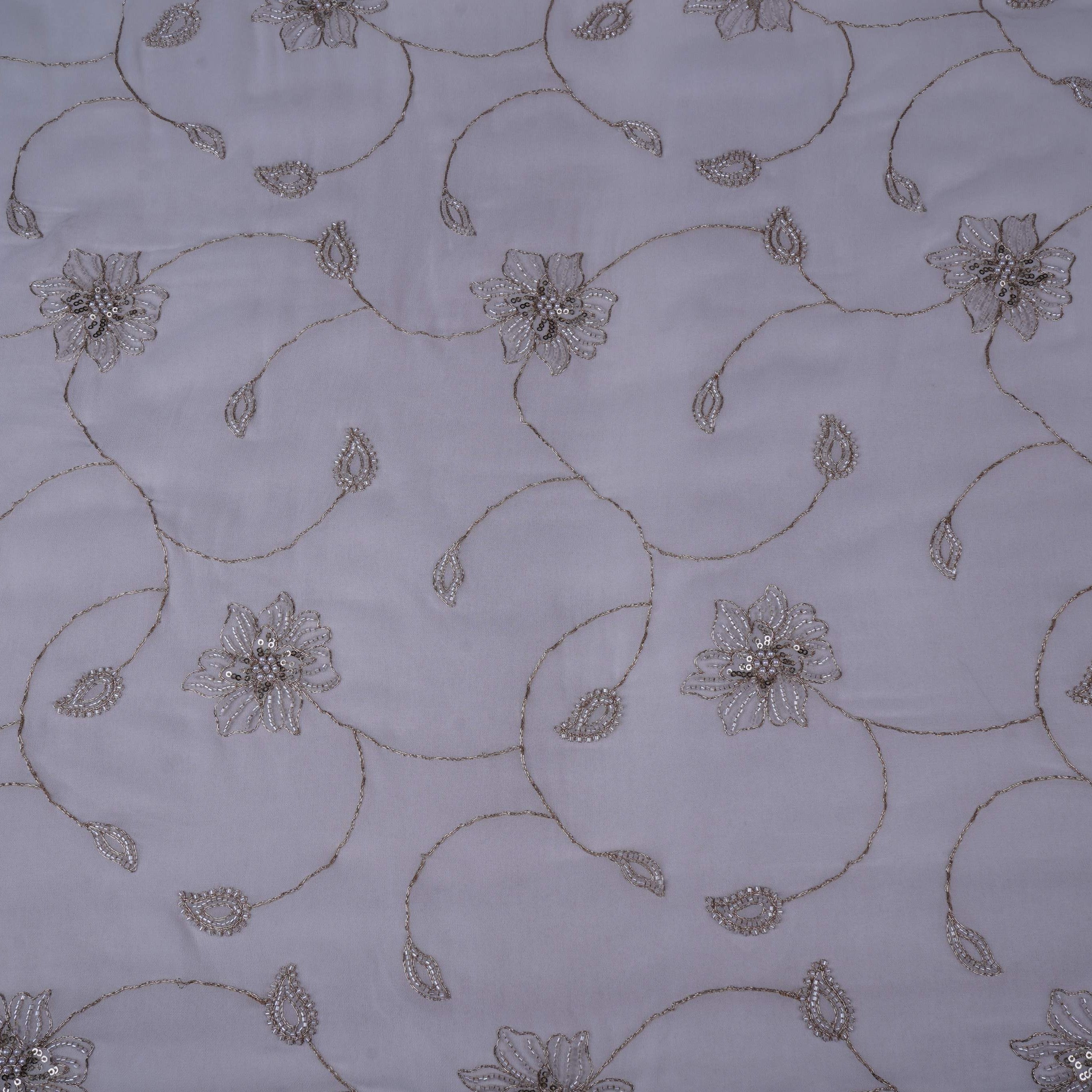 White floral thread embroidery Georgette Fabric GTS-31268