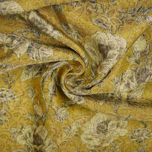 Mustard Yellow floral Jacquard Tissue Fabric MTF-31794 - TradeUNO