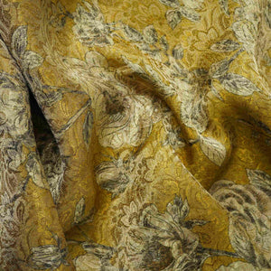 Mustard Yellow floral Jacquard Tissue Fabric MTF-31794 - TradeUNO