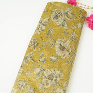 Mustard Yellow floral Jacquard Tissue Fabric MTF-31794 - TradeUNO