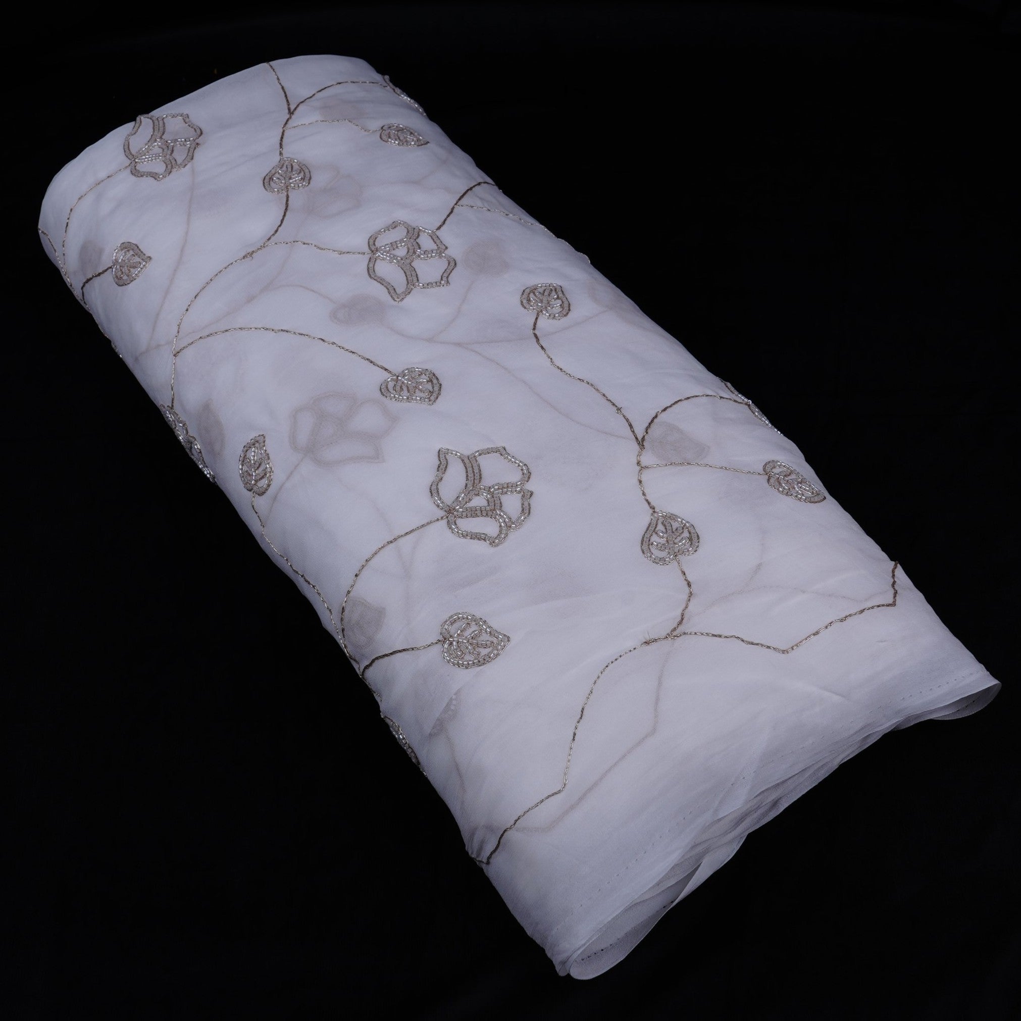 White floral thread embroidery Georgette Fabric GTS-31266