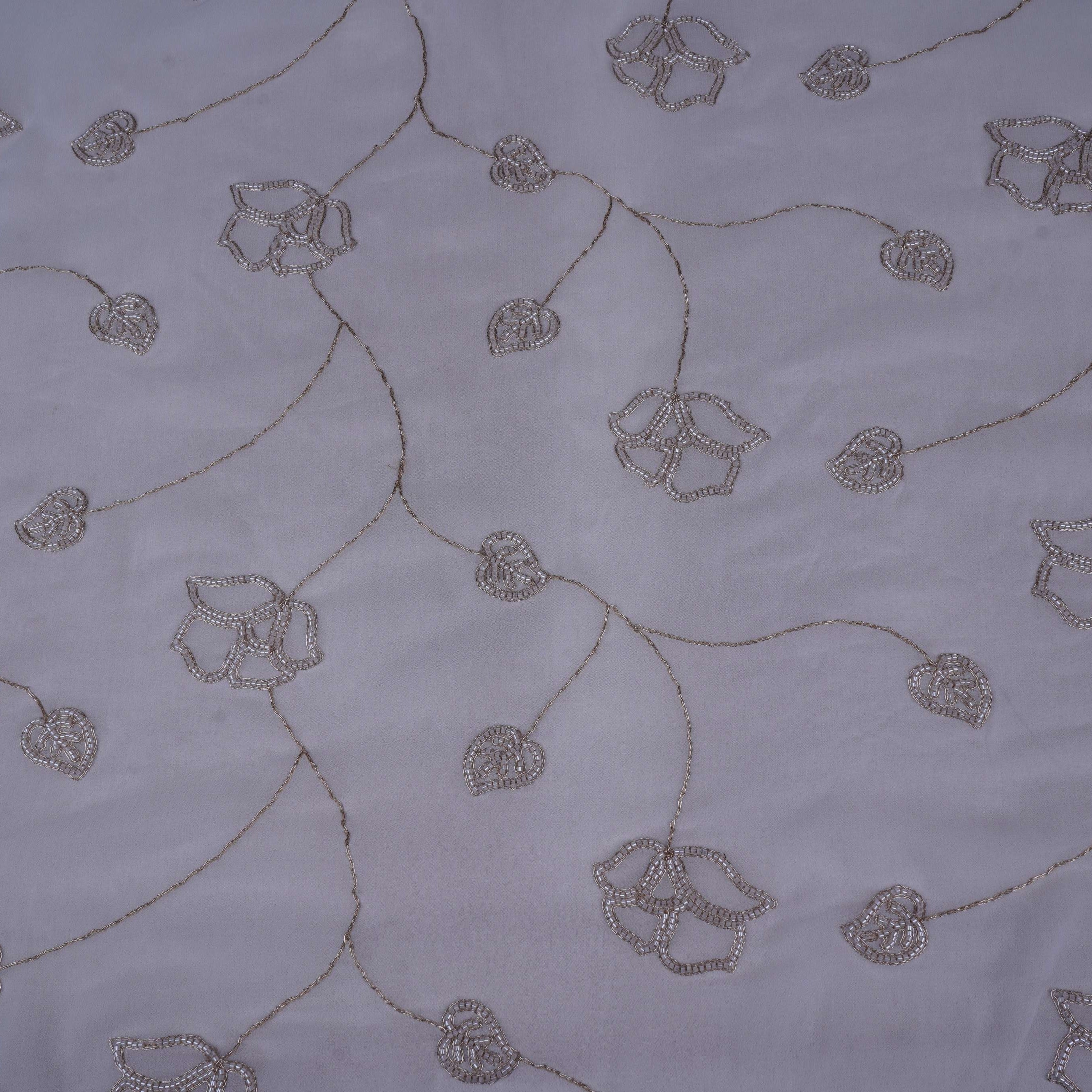 White floral thread embroidery Georgette Fabric GTS-31266