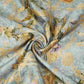 Sage Green Pichwai Jacquard print Raw Mango Silk Fabric CW-31586