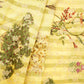 Lime Green floral Jacquard stripes Raw Mango Silk Fabric CW-31592