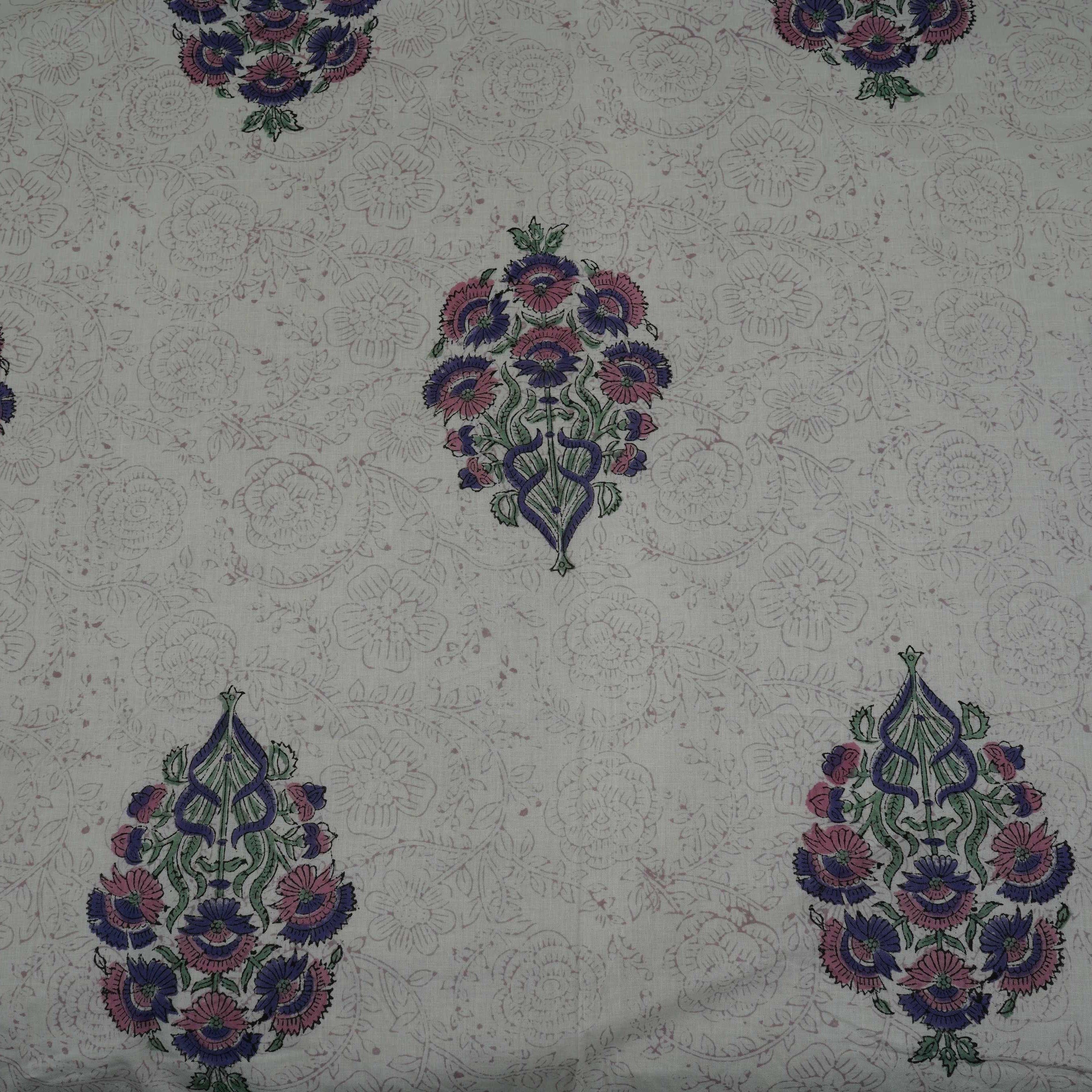 Off White Handblock Print Cotton Fabric DH-29425