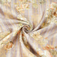 Ice Blue floral Jacquard print Raw Mango Silk Fabric CW-31593