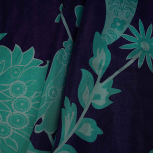 Purple Floral Print Upada Silk Fabric 21093 – image 4 of 4