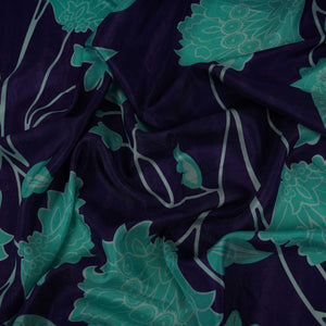 Purple Floral Print Upada Silk Fabric 21093 – image 3 of 4