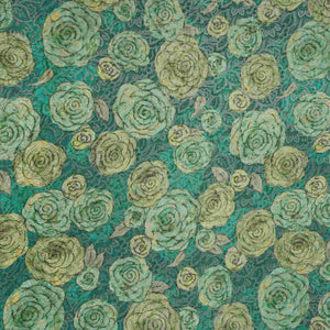 Dark Teal floral Jacquard Tissue Fabric MTF-31798 - TradeUNO