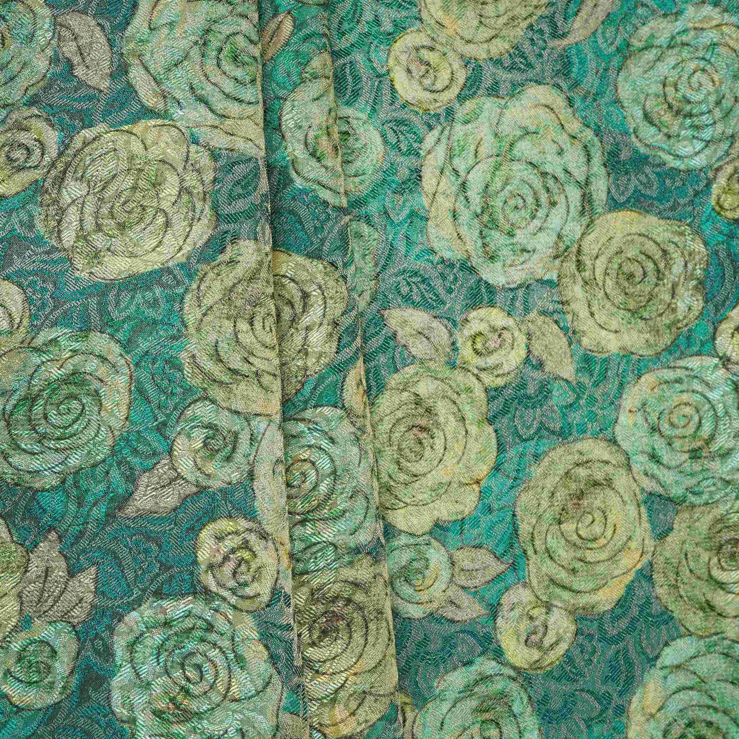 Dark Teal floral Jacquard Tissue Fabric MTF-31798 - TradeUNO