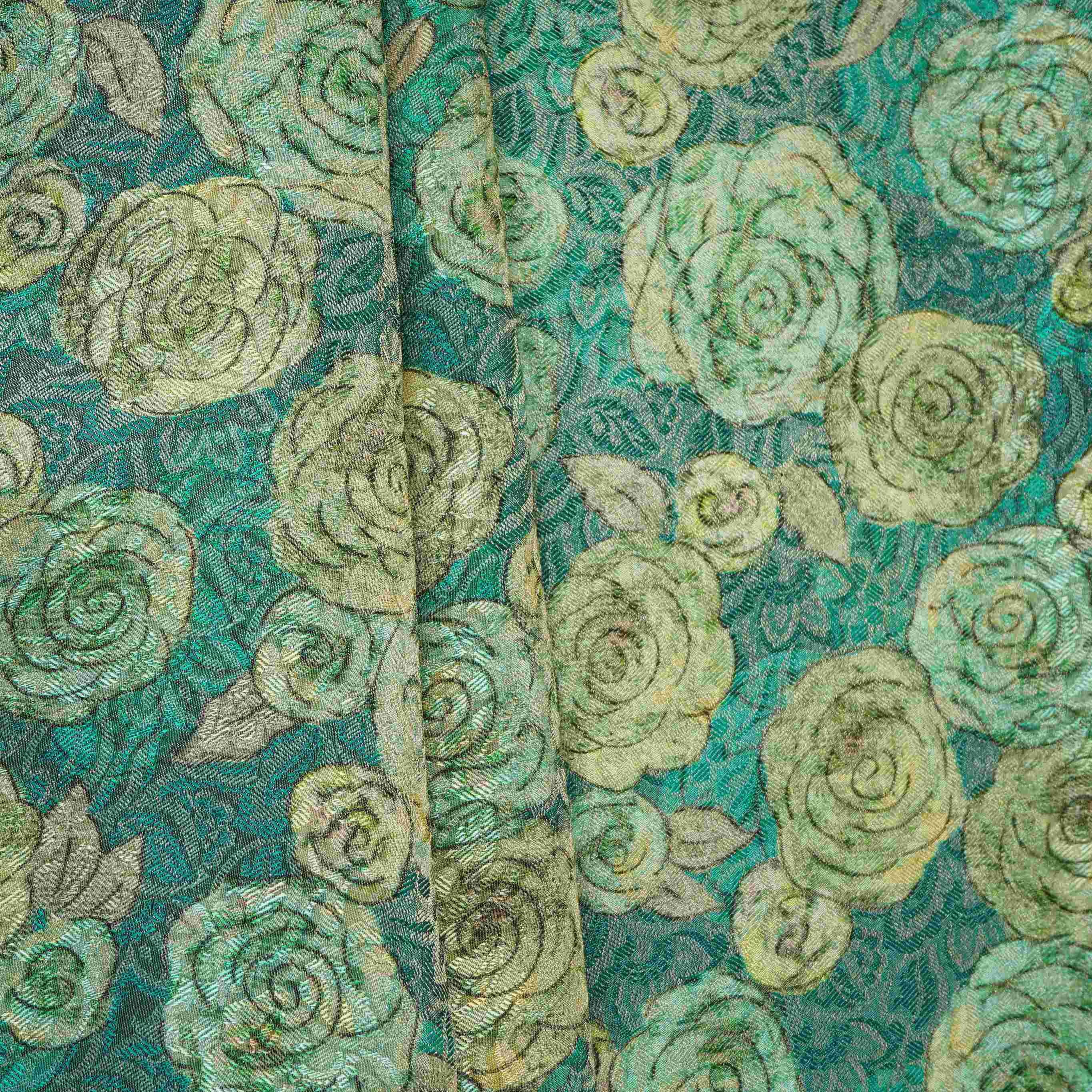 Dark Teal floral Jacquard Tissue Fabric MTF-31798 - TradeUNO