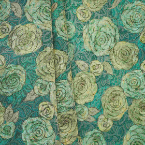 Dark Teal floral Jacquard Tissue Fabric MTF-31798 - TradeUNO