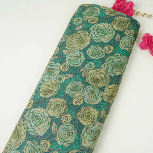 Dark Teal floral Jacquard Tissue Fabric MTF-31798 - TradeUNO