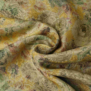 Mustard Gold floral Jacquard Tissue Fabric MTF-31797 - TradeUNO