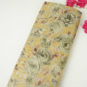 Mustard Gold floral Jacquard Tissue Fabric MTF-31797 - TradeUNO