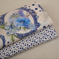 Royal Blue Floral Print Muslin Fabric MF-30179