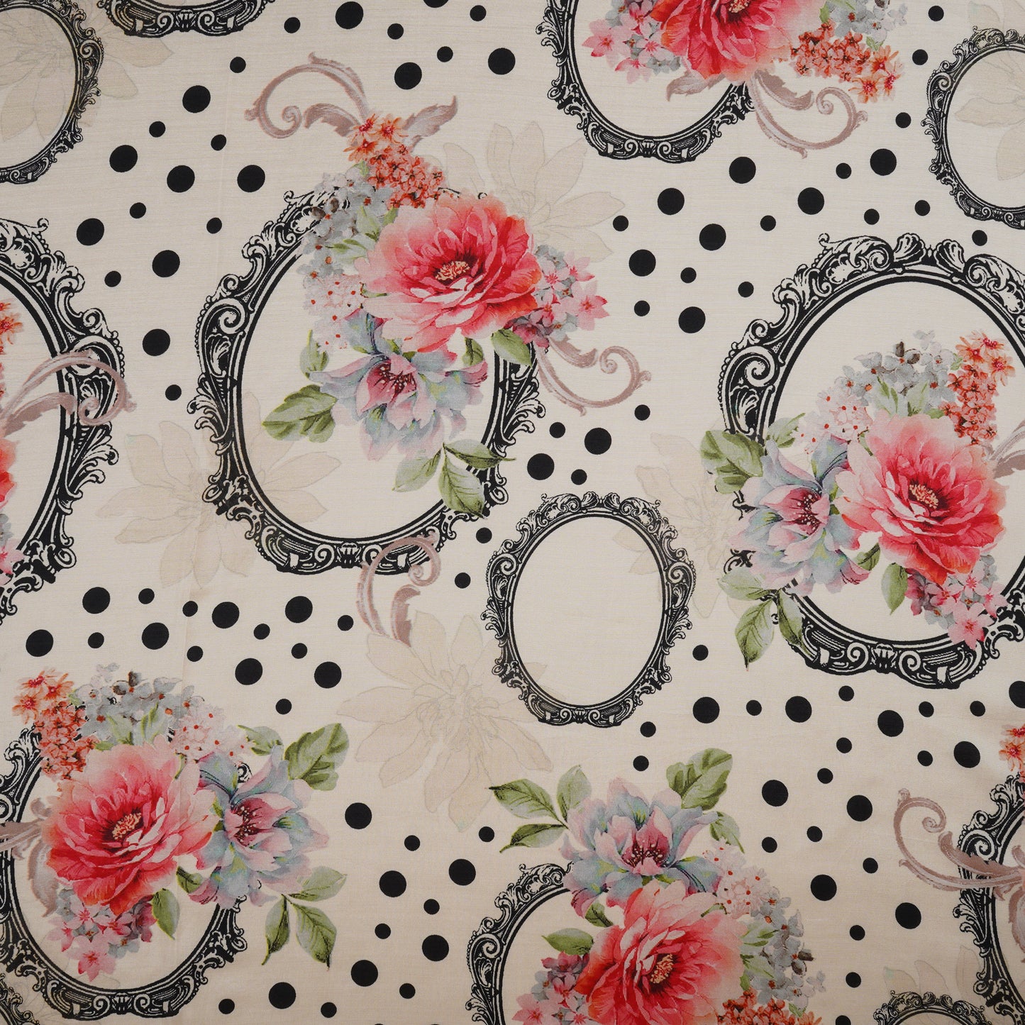 Black Floral Print Muslin Fabric MF-30181