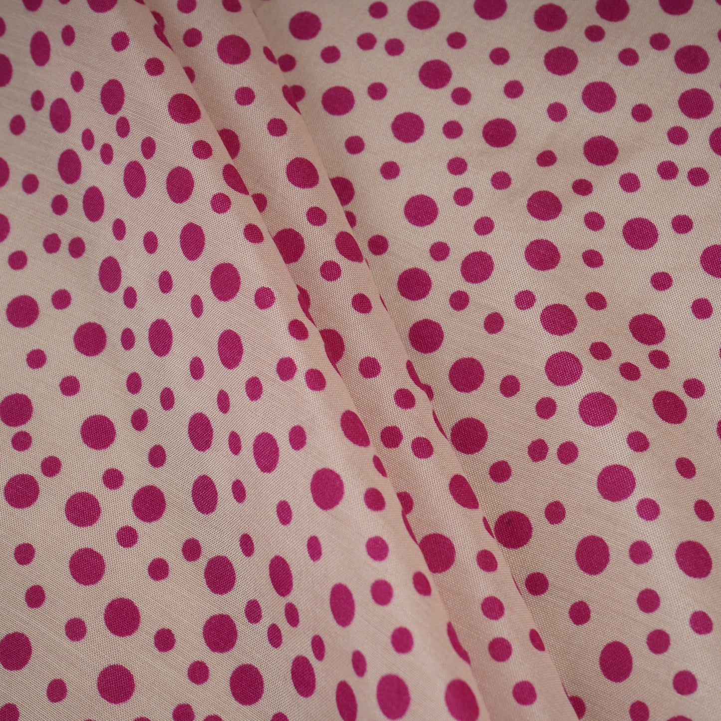 Magenta Pink Dot Print Muslin Fabric MF-30178