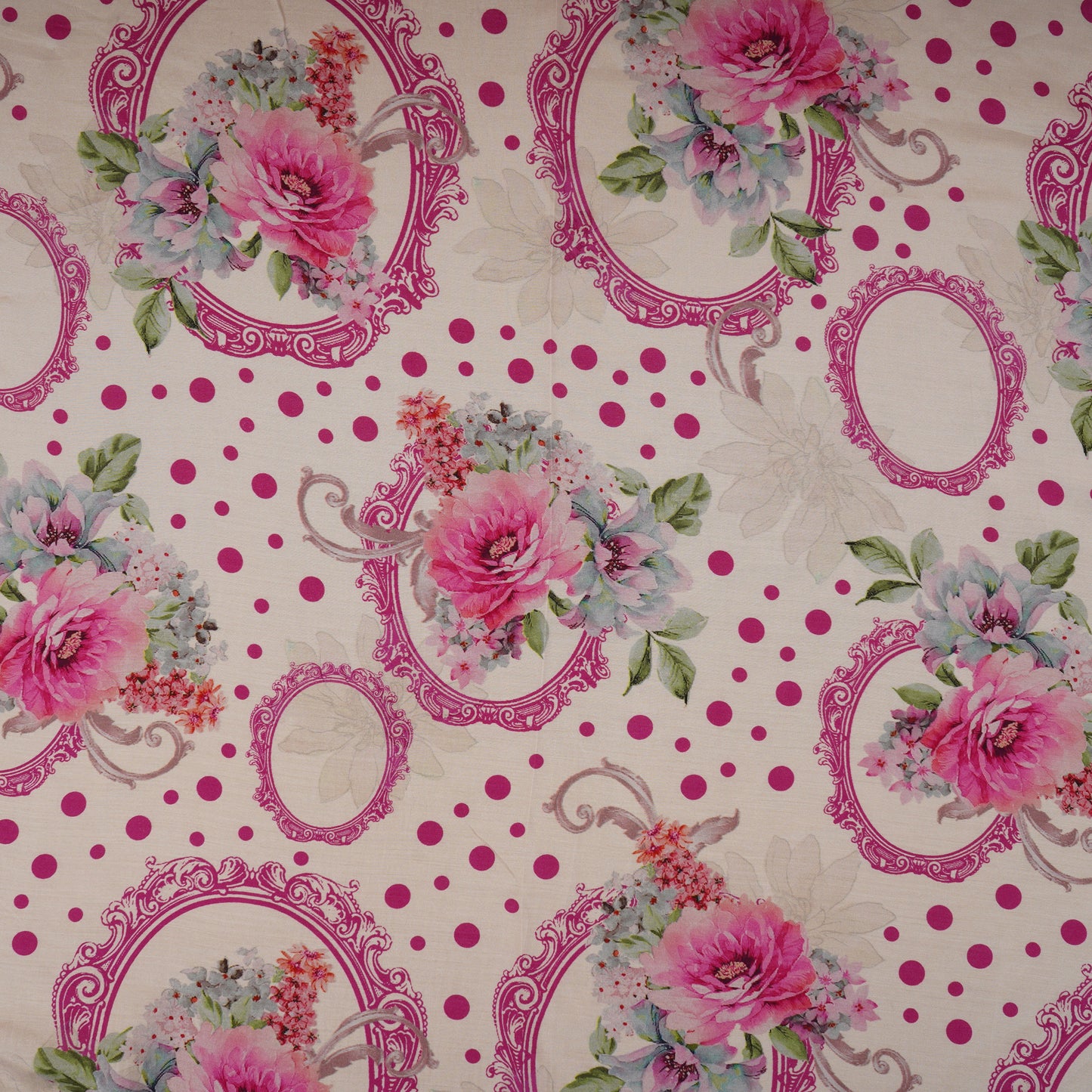 Magenta Pink Floral print Muslin Fabric MF-30177