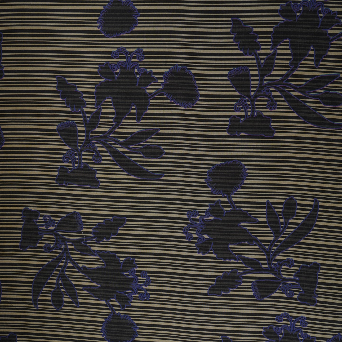 Cream & Black Floral Print Muslin Fabric MF-30198