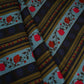 Sky Blue & Black Floral Stripes Print Muslin Fabric MF-30192 - TradeUNO