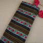 Sky Blue & Black Floral Stripes Print Muslin Fabric MF-30192 - TradeUNO