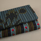 Sky Blue & Black Floral Stripes Print Muslin Fabric MF-30192 - TradeUNO