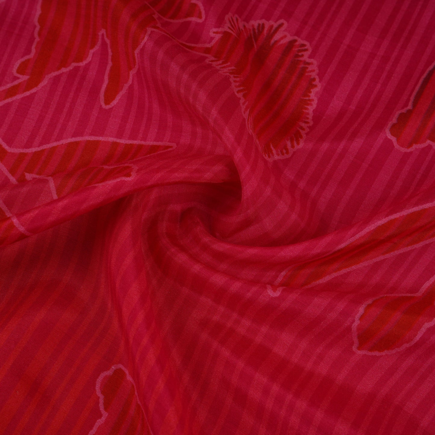 Orange & Pink Floral Print Muslin Fabric MF-30200