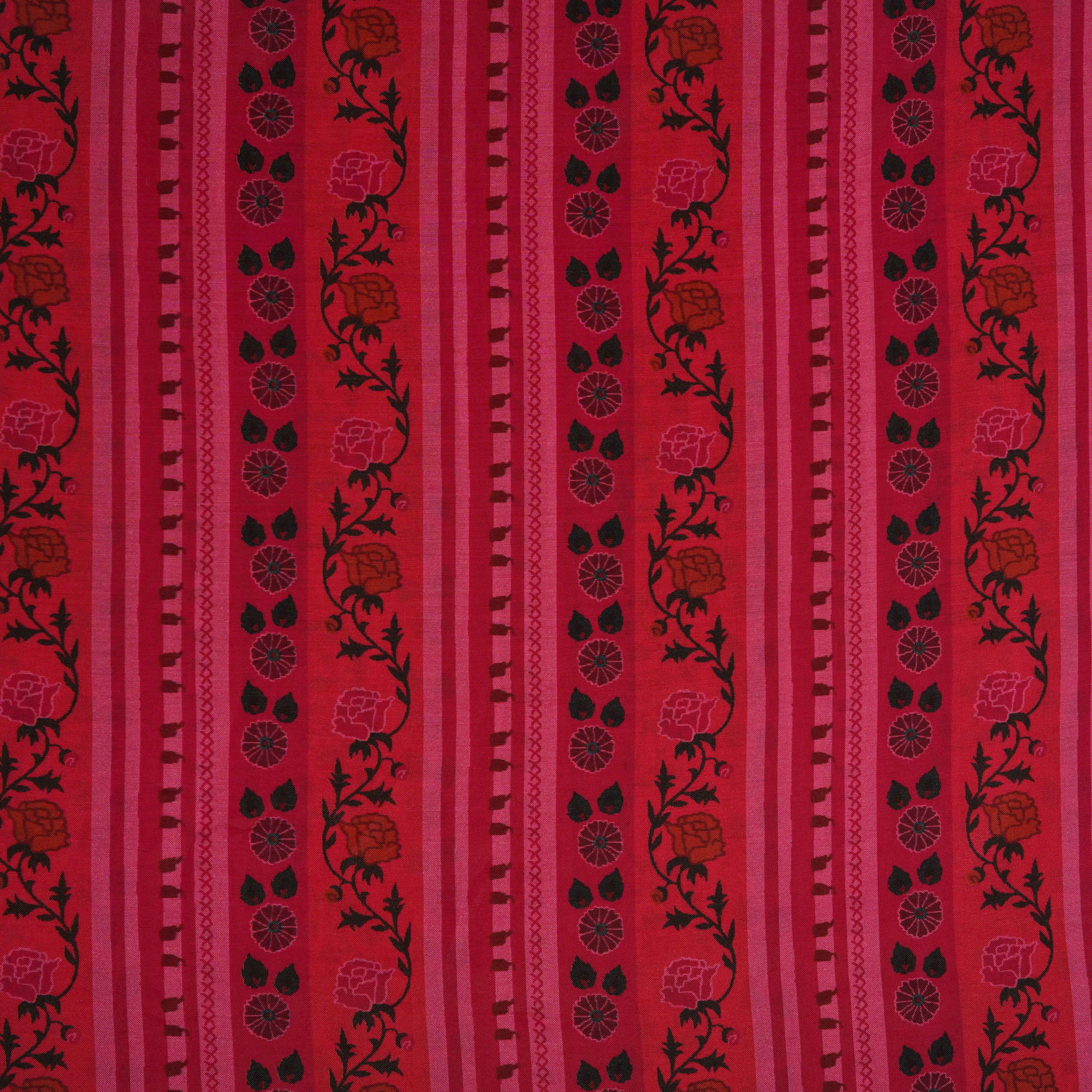 Orange & Pink Stripes Print Muslin Fabric MF-30201 - TradeUNO