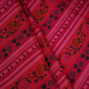Orange & Pink Stripes Print Muslin Fabric MF-30201 - TradeUNO